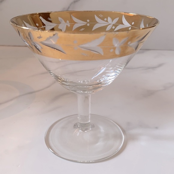 Vintage Gold Rimmed Martini Glasses Set of 2 - Picture 4 of 6